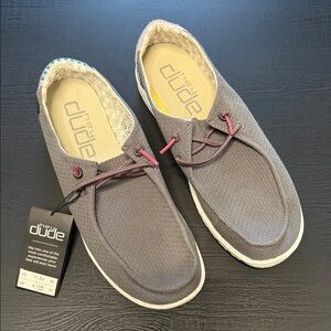 Hey Dude Gray Slip-On Loafers with Pink Accents